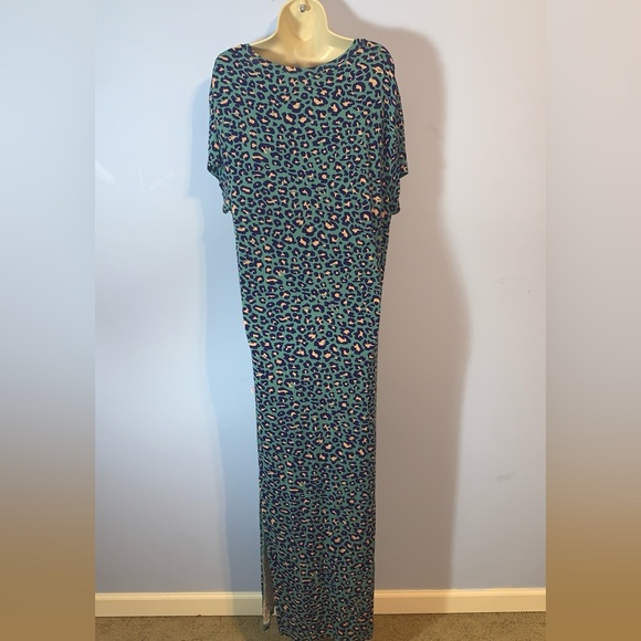 Posh Peanut Teal and Pink Leopard Maxi bamboo night gown pajama size XL - Picture 3 of 7